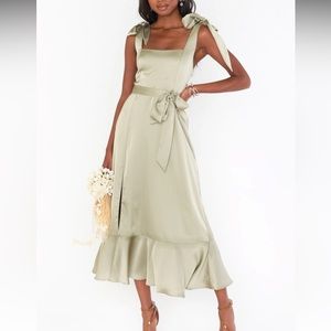 Show Me Your Mumu Bridesmaid Dress “Claire” in satin sage green